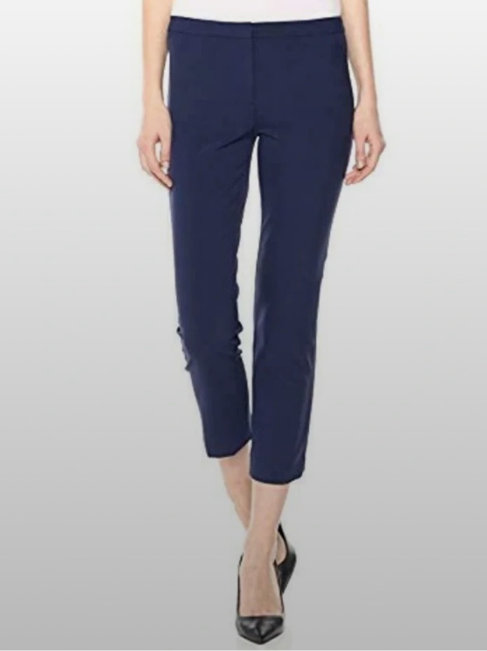 Theory Navy Blue Pocketless Cropped Skinny Pants - Made in USA, size 4